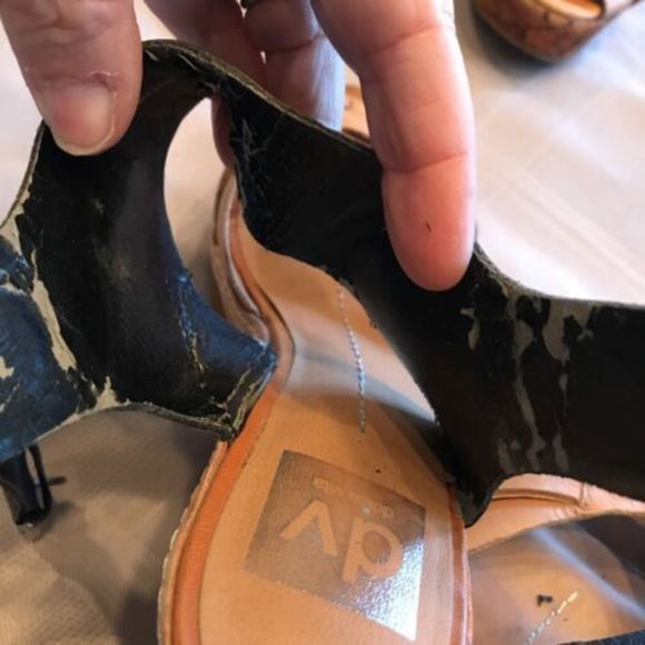 DV DOLCE VITA Brown Black Leather Buckle Platform Wedge Cork Heels Sandals 8 - Picture 8 of 9